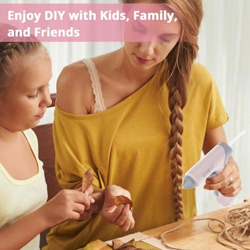 Cordless Hot Glue Gun, 4V 10s Fast Preheat, USB-C, 2000mAh Battery with Indicator, Smart Temp Control, Anti-Drip, Auto-Off, 30×7mm Glue Sticks, DIY Crafts, Home Repair, School Project (Light pink) - Thumbnail 2