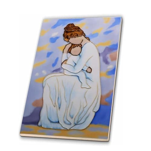 Kunibaka Gift for Daughter from Mom-Handmade 3D Embossed Ceramic Wall Art, Home Decor for Living Room & Tabletop, Birthday & Anniversary Present for New Mother Grandma. (Mom Baby)