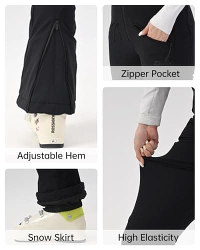 HIGH EXPERIENCE Womens Ski Pants Slim Fit Soft Shell Snow Fleece Lined Snowboard Fitted Insulated Waterproof Windproof Warm (Light Purple, Large) - Thumbnail 5