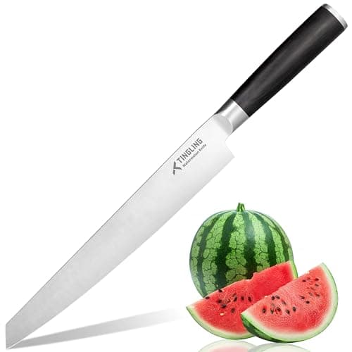 Tingling Watermelon Knife 9" Melon Slicer: Fruit Knives for Cantaloupe, Pineapple Made of High Carbon Steel with Gift Box - Fruit Cutting Knife with Pakkawood Handle - Image 1