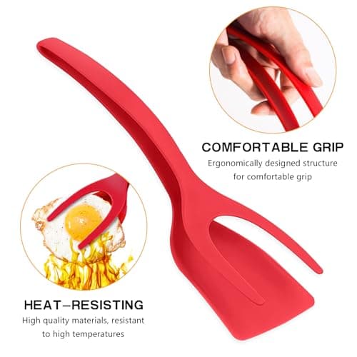 Egg Flipper Spatula Tongs 2 PCS Spatula for Non Stick Frying Pan 2 in 1 Grip & Flip Kitchen Tongs, High Heat Resistant BPA Free Cooking Utensils, Ideal Cookware for Pancakes, Fish, Eggs, Toast - Thumbnail 4