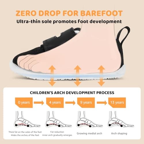 STQ KIDS Baby Wide Toe Box Shoes Toddler Girl Boy Barefoot Shoe Walking Non-Slip Sneakers Black White Size 12-18 Months - Thumbnail 6