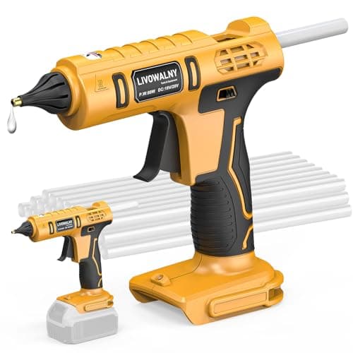 LIVOWALNY Cordless Hot Glue Gun Compatible with Dewalt 20V Battery (Tool Only) 100W Hot Glue Gun And 30 Sticks Set in Crafting Wood PVC Glass Home Repair with 30 Pcs 0.27 * 5.9 inch Hot Glue Sticks - Image 1
