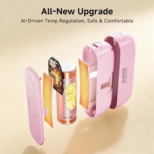 Hand Warmers Rechargeable 2 Pack, AI Electric Handwarmers, Portable Pocket Heater, Gifts for Christmas, Outdoor, Hunting, Golf, Camping Accessories (Pink) - Thumbnail 5