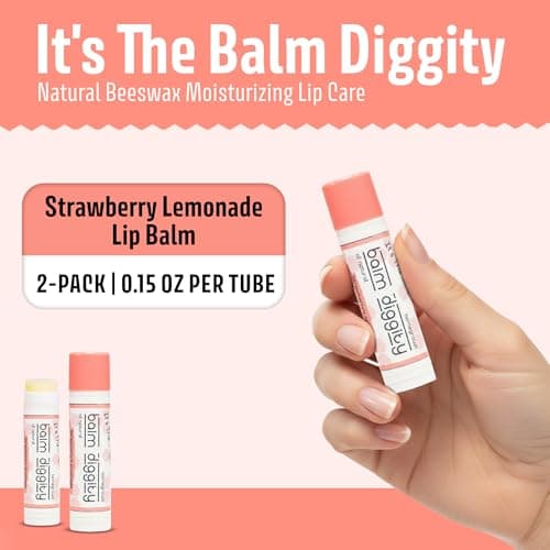 It's The Balm Diggity Strawberry Lemonade Lip Balm with Beeswax, Coconut Oil, Jojoba Oil, Shea Butter & Natual Flavor Stick - Moisturizing Care for Soft Smooth Lips with Strawberry Scent - 2 Pack - Thumbnail 2