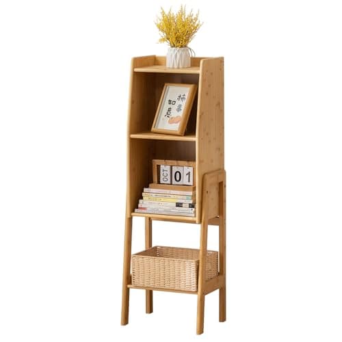 SOBIBO 3 Tier Bamboo Bookcase, Classical Modern Bookshelf, Dispaly Shelves, Bamboo Wood Organizer Book Shelf for Living Room Home Office-Natural, Medium - Image 1