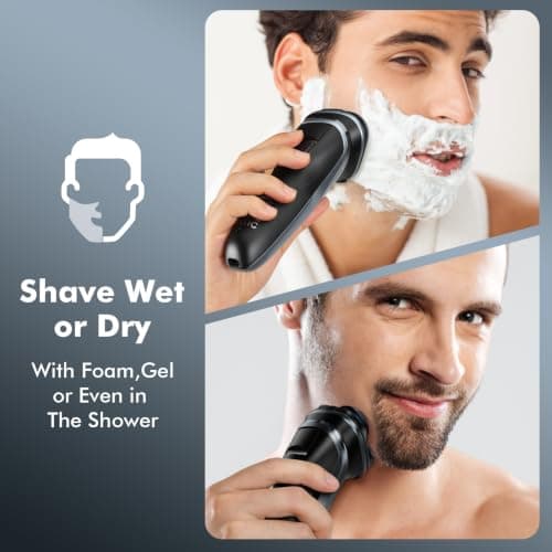 LONKEEN Travel Electric Razor for Men:5D Floating Head Shavers for Men, Smooth Shave Ready in Seconds - IPX7 Waterproof Wet or Dry, USB-C Rechargeable, Stainless Steel Blades - Thumbnail 3