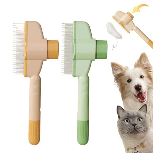 TemApex 2PCS Pet Comb for Dogs & Cats with Long & Short Stainless Steel Metal Teeth for Shedding and Tangles, Self-Cleaning Pet Comb for Dogs and Cats, Comfort and safety - Image 1
