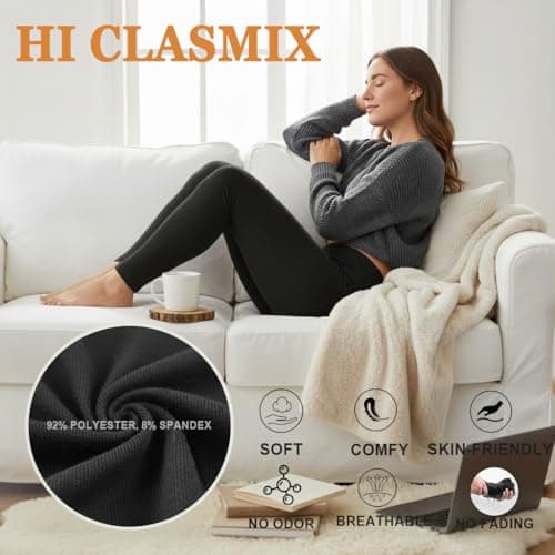 Leggings for Women 3 Pack-High Wasited Tummy Control Yoga Pants Clothing Leggins Duep Dup Cloths Leggingd Legginga Leghings Oants Pans Nirlon Thru Doop Legginhs(3 Pcs Black+Grey+Navy Blue,L-XL) - Thumbnail 4