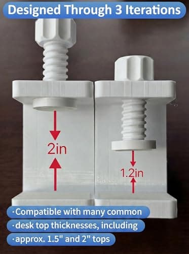 Onucha Standing Desk Anti Wobble Stabilizer Clamp 2 Pack, Helps Reduce Standing Desk Wobble, No-Drill Desktop Clamp with Rubber Roller for 1.2 to 2 Inch Desk Tops (Fits 1.2"–2.0") - Thumbnail 6