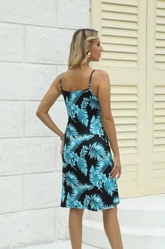 Ctsazhy Women’s Summer Casual Dress, Sleeveless Loose Fit Dress with Adjustable Spaghetti Straps (US, Alpha, Medium, Regular, Regular, Blue) - Thumbnail 5