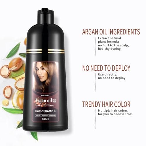 Dark Brown Hair Dye Shampoo 3 in 1, Covers Gray in Minutes, with Argan Oil, Long Lasting Color, Easy At-Home Use for Women & Men, 100% Gray Coverage, Gentle Herbal Formula, Natural color shampoo - Thumbnail 2