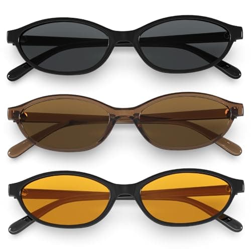 QALLY Retro Oval Womens Sunglasses Cat Eye Sunglasses for Women: Chic 90s Sunnies Lightweight Trendy UV protection Sun Glasses - Image 1