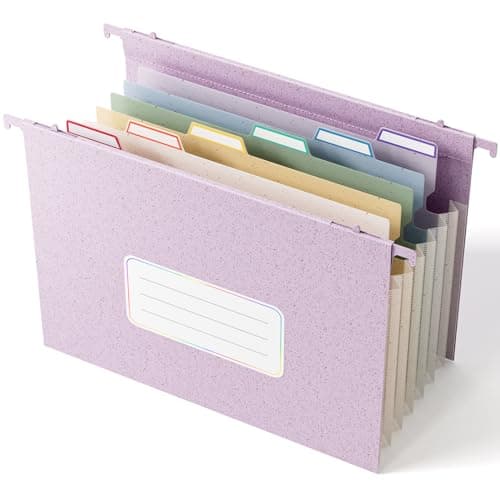 EcoStash Wheat Straw Expanding Hanging File Folders,1.2" Accordion Pockets,File Organizer,Large Capacity,Letter Size for Filing Cabinet, 100% BPA Free, Return to Nature, Healthy Living-Lavender purple - Image 1