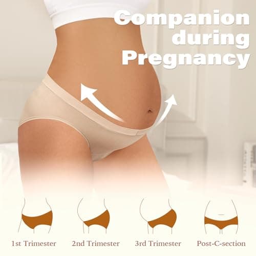 Y25D Maternity Underwear Seamless Pregnancy Panties Cotton Blend Under Bump Pregnant Underwear for Women 3-Packs - Thumbnail 2