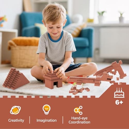 Lekebaby Classic Building Bricks, 200 Piece 2x4 Building Blocks STEM Creative Building Toys Compatible with All Major Brands, Educational Toy for Boys Girls 6 Years Old and Up(2x4 Light Brown) - Thumbnail 6