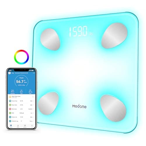 Scale for Body Weight, Digital Weight Scale with Color-Changing, Most Accurate to 0.2lb, Bluetooth Bathroom Scale with Bmi, Body Fat, Muscle Mass, 18 Body Composition Analyzer Sync App, 400 lbs-White - Image 1
