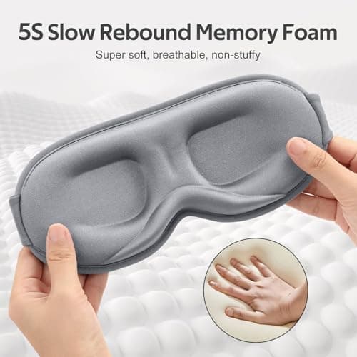 Vynix® Sleep Mask for Men Women - 100% Blackout Cooling Eye Masks for Sleep - 3D Sleeping Mask for Side Sleepers - Zero Pressure Lash Extensions Eye Cover Shade for Airplane Travel Essentials, Grey - Thumbnail 5