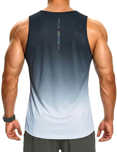 KPSUN Men's Tank Tops Quick Dry Athletic Gym Fitness Muscle Sleeveless Shirts for Beach Running Workout Casual(Gradient Black 2XL) - Image 1