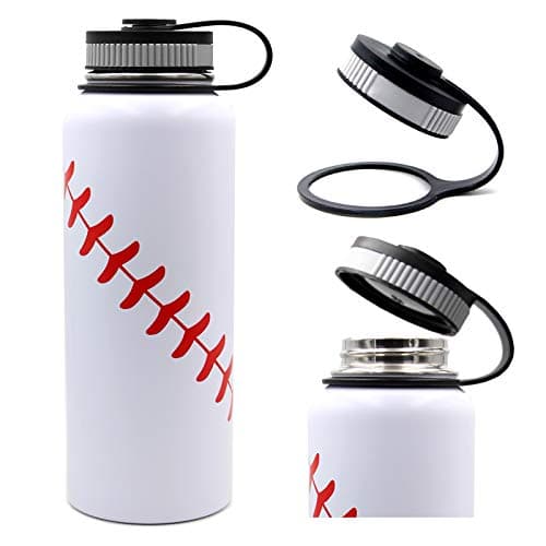 40 oz Baseball Water Bottle, Stainless Steel Vacuum Insulated Water Bottle with Straw and 2 Lids, Double Wall Leakproof Sports Flask, Baseball Gifts for Boys, Men, Mom, Coach - Thumbnail 3