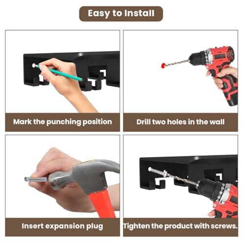Floating Shelf Organizer Compatible with Tonal Accessories Wall Mount Hanger with Hooks T-Lock Adapters Home Gym Weight wall Storage Equipment Metal Rack Holder Bracket Hanger Black Workout Fitness - Thumbnail 6