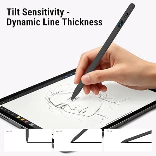 Stylus Pen for iPad & Tablets, Dual OS Active Pencil with LED Power Display, Fast Charging, Tilt Sensitivity, Compatible with iPad iPhone Android Samsung Surface Fire Tablet Chromebook - Thumbnail 5