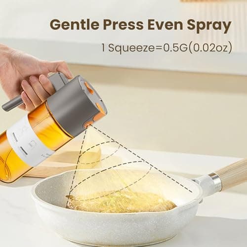 LUKUMIQI 2 in 1 Oil Sprayer for Cooking, 17oz Light-Blocking Glass Spray Bottle with Stickers, Oil Dispenser for Salad, Air Fryer & BBQ - Thumbnail 2