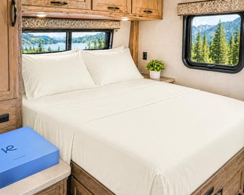 Kickoff Viscose Bamboo Sheets RV Short Queen Size 4-pc 100% Organic Bamboo Viscose Bed Cooling Sheets Set (60" x 75") Cool Bedding for hot Sleepers Sheet Set - Gift Ready Packaging (Buttercream, SQ) - Image 1
