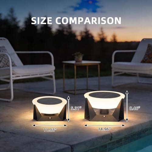 PAKEDANDUN Solar Post Lights Outdoor 15"x15", IP54 Waterproof Solar Lamp Post Light, E26 LED Bulb Pillar Lights Outdoor, Dusk to Dawn Column Lighting Lanterns for Posts Outside Deck Patio Garden Fence - Thumbnail 6
