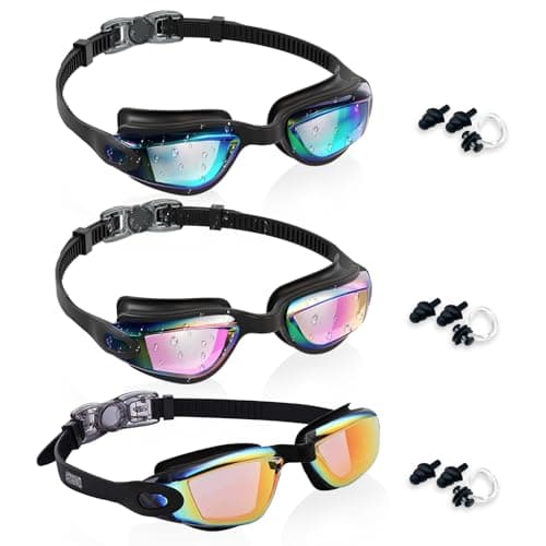 Aegend Swim Goggles 3 Pack Swimming Goggles for Kids & Youth Age 3-14 (Aqua & A-bright Rose & Black Orange)