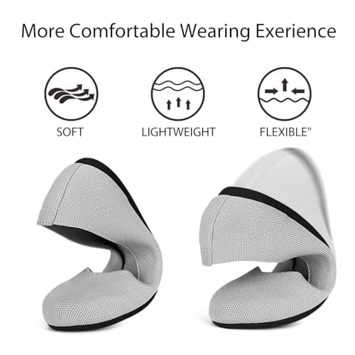 ATHMILE Women's Ballet Flat Shoes Round Toe Slip on Women Flats Knit Flat Shoes for Women for Dressy Casual Office Work Wedding Comfort Soft Gray Size 9 - Thumbnail 3