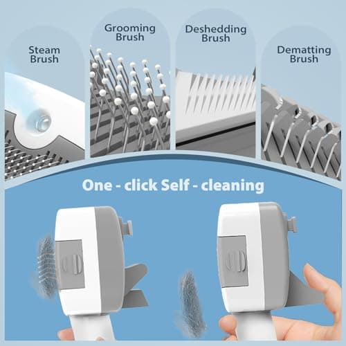 Pawimood Pet Steam Brush for Dogs & Cats | Self-Cleaning Dog Steam Brush with 3 Brushes & Spray Function | Cat Steam Brush for Shedding, Dematting & Grooming | Includes Pet Essence - Thumbnail 3