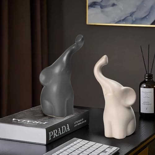 Boobezeen Elephant Statues Home Decor Small Figurines Home Ceramic Decor Sisterhood Elephant Ornament for Living Room House Shelf Table Vanity Entryway DéCor - Thumbnail 5