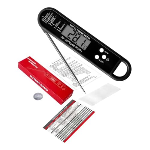 HFLYJPYW Meat Thermometer Digital for Grilling and Cooking - Waterproof Ultra-Fast Instant Read Food thermometers with Backlight & Calibration for Kitchen, Deep Fry, BBQ, Grill LCD (Black) - Image 1
