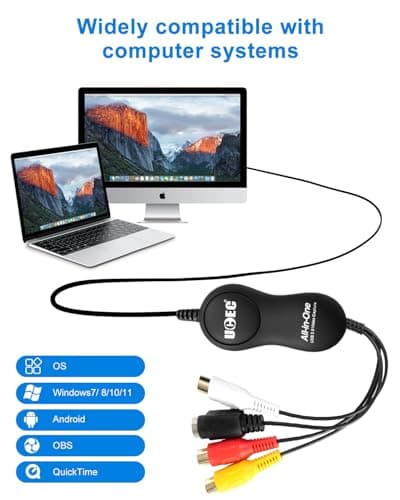 UCEC VHS to Digital Converter Kit, VCR to Digital Converter, RCA to USB Video Capture Device, USB 2.0 Video Capture Card Device for Mac Windows - Thumbnail 4