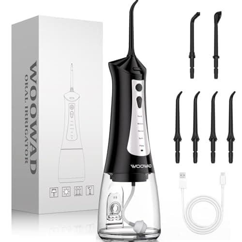 Water Flosser for Teeth 300ML Cordless,Portable Water Dental Floss Pick IPX7 Waterproof 5 Modes & 6 Jet Tips Noise<70db, Water Picks for Teeth Cleaning and Flossing, Braces, Gums,Oral Care - Image 1