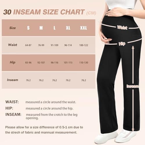 Leafigure Maternity Pants with Pockets Over The Belly Lounge Wide Leg Yoga Pants for Women Pregnancy Black M - Thumbnail 6