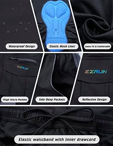 Men's Mountain Bike Shorts 3D Padded Bicycle Biking Shorts Quick Dry Lightweight MTB Cycling Shorts (Black, XL) - Thumbnail 5