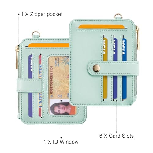 Airkit Wristlet Wallets for Women, Keychain RFID Blocking Credit Card Holder, Small Girly Wallet with Bracelet, Silicone Beaded Tassel Key Ring Card Holder, Green - Thumbnail 2
