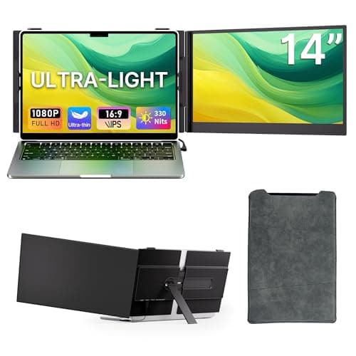 Helpnight 14" Laptop Screen Extender - Ultra Light 1.31lbs FHD 1080P IPS Portable Monitor for Laptops, Attachment Plug & Play Travel Dual Extra Display for 13"-17" Windows/Mac