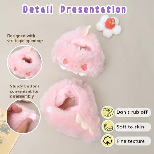 HiOKOU Clothes for labubu 17cm Accessories Suit Cute Clothes for Doll Dress up Animal Style Outfits (NO Doll)（Pink Dinosaur） - Thumbnail 4