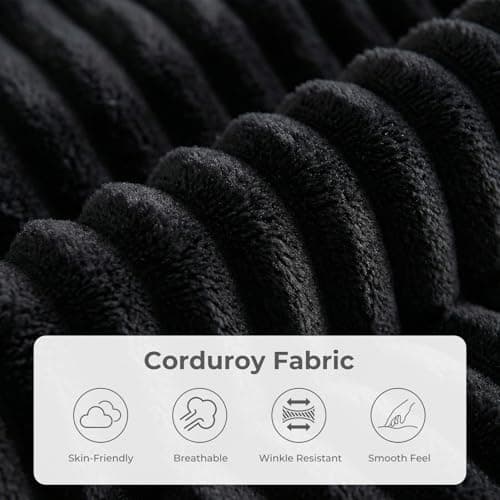HipyMo 105” L-Shaped Cloud Sectional Couches for Living Room, 3 Seater Modular Sectional Sofa with Ottoman, Boneless Couch with Deep Seats and Comfy Corduroy Cloud Sofa for Apartment, Black - Thumbnail 5