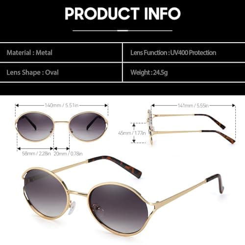 DreamCalf Retro Sunglasses for Women Classic Round Designer Sun Glasses UV400 Protection Shades - Thumbnail 5