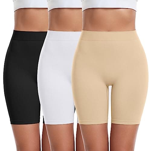 FRESBEIT 3 Pack Slip Shorts for Women Under Dress Comfortable Smooth Boyshorts Panties Biker Shorts BWN L - Image 1
