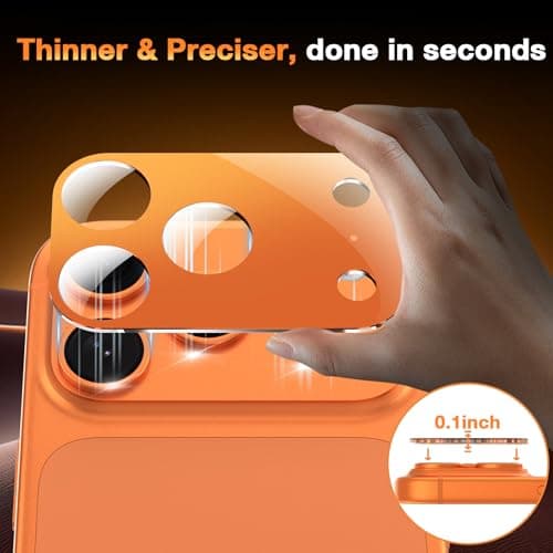 YWXTW [0 Bubbles for iPhone 17 Pro Max Camera Protector, Full Coverage Tempered Glass Lens Screen Protector for iPhone 17 Pro Max Accessories, Case Friendly, HD Clear, 3 Pack (Cosmic Orange) - Thumbnail 6