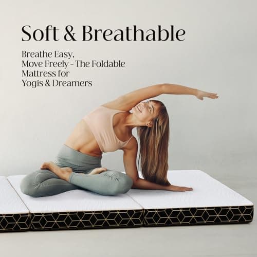 GEMBED Tri-Fold Memory Foam Mattress Full - 4 Inch Portable Folding Mattress with Handle & Washable Cover, Floor Bed with Non-Slip Base, Space-Saving for Room, Travel, Guest Bed, Yoga, RV, 73"x52"x4" - Thumbnail 2