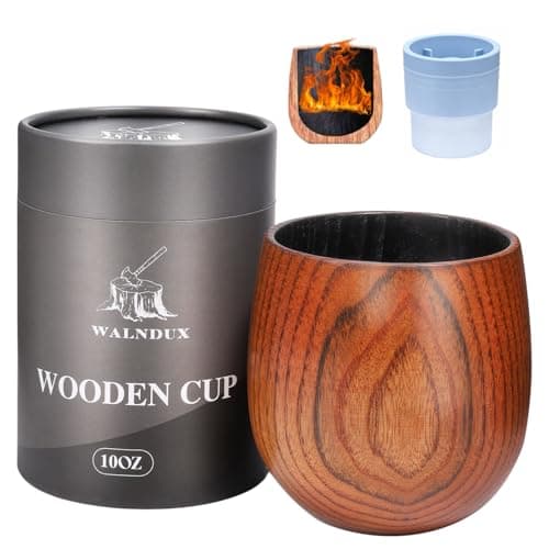 WALNDUX Charred Wooden Whiskey Glasses Set - 1 Pack with Ice Ball Molds - Premium Bourbon Gifts for Men Dad Brother - Old Fashioned Glasses - Image 1