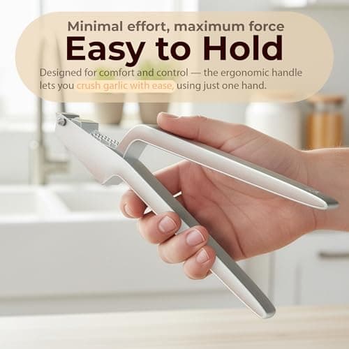 No Peeling Required, 100% Stainless Steel Garlic Press – Odor-free Cleaning, Rust Proof, Detachable Handle, Fine Mincer, 5 years Guarantee, Dishwasher safe garlic crusher tool, Moledor de ajo - Thumbnail 6