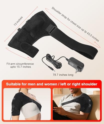 Shoulder Heating Pads for Pain Relief - Jade Stone Heated Shoulder Wrap with 3 Temperature Settings, Ideal for Rotator Cuff, Shoulder Soreness Relief at Home,Office - Thumbnail 5