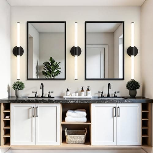 Gednbo Dimmable LED Bathroom Vanity Lights 360° Full Lighting Bathroom Light Fixtures Over Mirror Vanity Light Bar Modern Wall Sconce 4000K Natural White Light for Home Hardwired, Black, 23 inch - Thumbnail 6